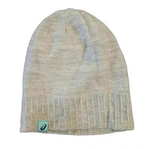 Asics Women's Heather Sage Green Acrylic Slouch Knit Beanie EUC sz OS w Logo tag